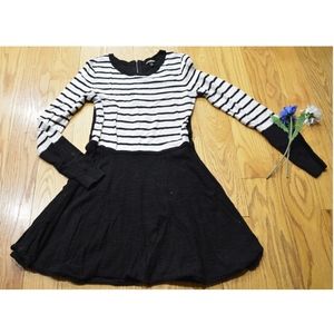 EXPRESS Long Sleeve Striped Skater Dress